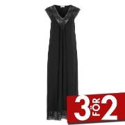 Damella Long Viscose Plain Sleeveless Nightdress Svart viskos Small Da...