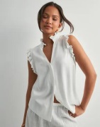 Selected Femme - Vit - Slfviva Sl Sun Ruffle Top Noos