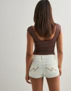 Nelly - Vit - Stitch Jeans Shorts