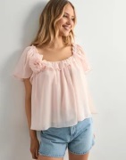 Vero Moda - Rosa - Vmcille Ss Flower Top Wvn Exp