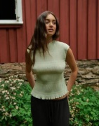 Nelly - Grön - Pleated Turtleneck Top