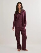 Hunkemöller - Röd - Pj Ls Satin Pinstripe