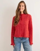 Pieces - Röd - Pcjasmijn Ls O-Neck Knit Caridgan B