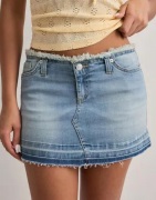 Nelly - Blå - No Waist Fringe Jeans Skirt