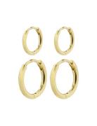 Ariella Huggie Hoop Earrings 2-In-1 Set Gold-Plated Accessories Jewell...