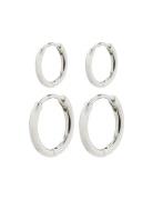 Pilgrim Ariella Recycled Hoop Earrings 2-In-1 Set Silver