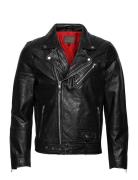 Jofama Brice Belted Leather Jacket Svart