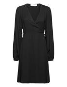 Slffiola Ls Wrap Dress Kort Klänning Black Selected Femme