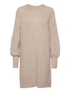 Slflulu Ls Knit Dress O-Neck B Noos Kort Klänning Beige Selected Femme