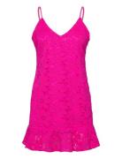 Lace Flounce Slip Dress Kort Klänning Pink ROTATE Birger Christensen