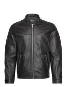 Jofama Adam Zipped Leather Jacket Svart