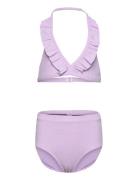 Bikini Bg Rib With Fril High Bikini Purple Lindex