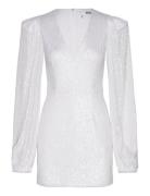 Sequin Puffy Sleeve Dress Kort Klänning White ROTATE Birger Christense...