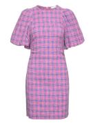 Check Suiting Mini Dress Kort Klänning Pink Ganni