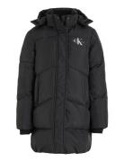 Ck Long Puffer Coat Fodrad Jacka Black Calvin Klein