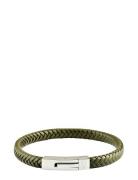Leather Bracelet Singel Armband Smycken Khaki Green Edd.