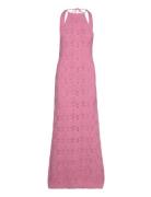 Crochet Long Dress Maxiklänning Festklänning Pink Mango