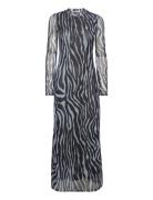 Tjw Zebra Maxi Knit Dress Maxiklänning Festklänning Blue Tommy Jeans