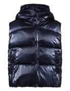 Quilted Gilet With Hood Fodrad Väst Blue Mango