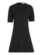 Heavy Viscose Fit & Flare Dress Kort Klänning Black Calvin Klein
