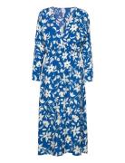 Printed Dress With Ruffled Detail Maxiklänning Festklänning Blue Mango