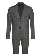 Classic Checked Stretch Suit Kostym Grey Lindbergh