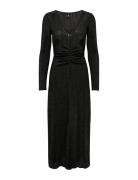 Onlace L/S V-Neck Shine Dress Jrs Maxiklänning Festklänning Black ONLY