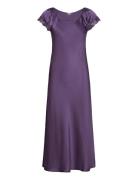 Pure Silk - Long Nightdress W/Short Nattlinne Purple Lady Avenue