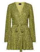 Sequin Bellissa Dress Kort Klänning Green Bardot