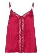 Lindex Camisole Lace Satin Röd