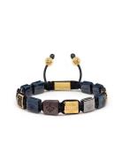 Men's Ceramic Flatbead Bracelet In Black, Blue, Red And Gold Armband S...