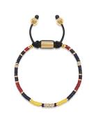 Men's Beaded Bracelet With Black, Yellow And Red Mini Disc B Armband S...