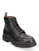 Leather Lace-Up Boot Snörade Stövlar Black Polo Ralph Lauren