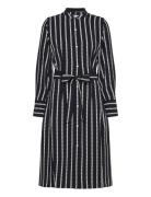 Argyle Stripe Midi Shirt Dress Knälång Klänning Black Tommy Hilfiger