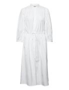 Cotton Broadcloth Dress Knälång Klänning White Polo Ralph Lauren