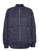 Quilted Jacket With Rib Knit Collar Kviltad Jacka Navy Esprit Collecti...