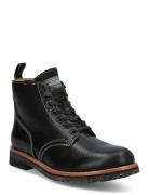 Tumbled Leather Boot Snörade Stövlar Black Polo Ralph Lauren