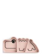 D By Deer Silic Stick&Stay Snack Plate Croco Powder Rosa