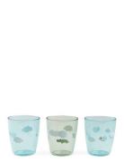 D By Deer Yummy Mini Glass 3 Pcs Happy Clouds Green Blå