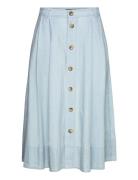 Button-Front Chambray Skirt Knälång Kjol Blue Polo Ralph Lauren