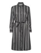 Rel Striped A-Line Shirt Dress Knälång Klänning Black GANT