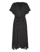 Lauren Ralph Lauren Geo-Print Crepe Flutter-Sleeve Dress Svart