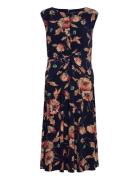 Lauren Ralph Lauren Floral Twist-Front Stretch Jersey Dress Marinblå