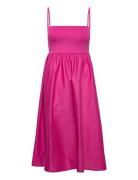Bandeau Midi Dress Knälång Klänning Pink Gina Tricot