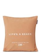 Lexington Home Life´s A Beach Embroidered Cotton Pillow Cover Orange