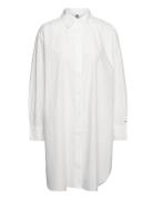 Org Co Solid Knee Shirt Dress Knälång Klänning White Tommy Hilfiger