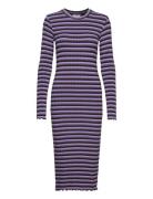 5X5 Stripe Boa Dress Knälång Klänning Purple Mads Nørgaard