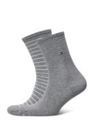 Tommy Hilfiger Th Women Sock 2P Small Stripe Grå