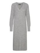 Slrakel V-Neck Dress Knälång Klänning Grey Soaked In Luxury