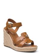 Tommy Hilfiger Espadrille High Wedge Leather Brun